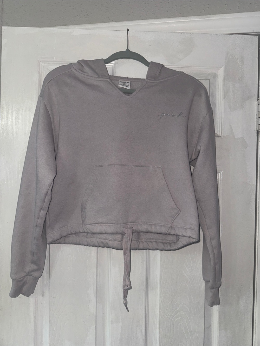 PINK Victoria's Secret Lavender Cropped Drawstring Hoodie